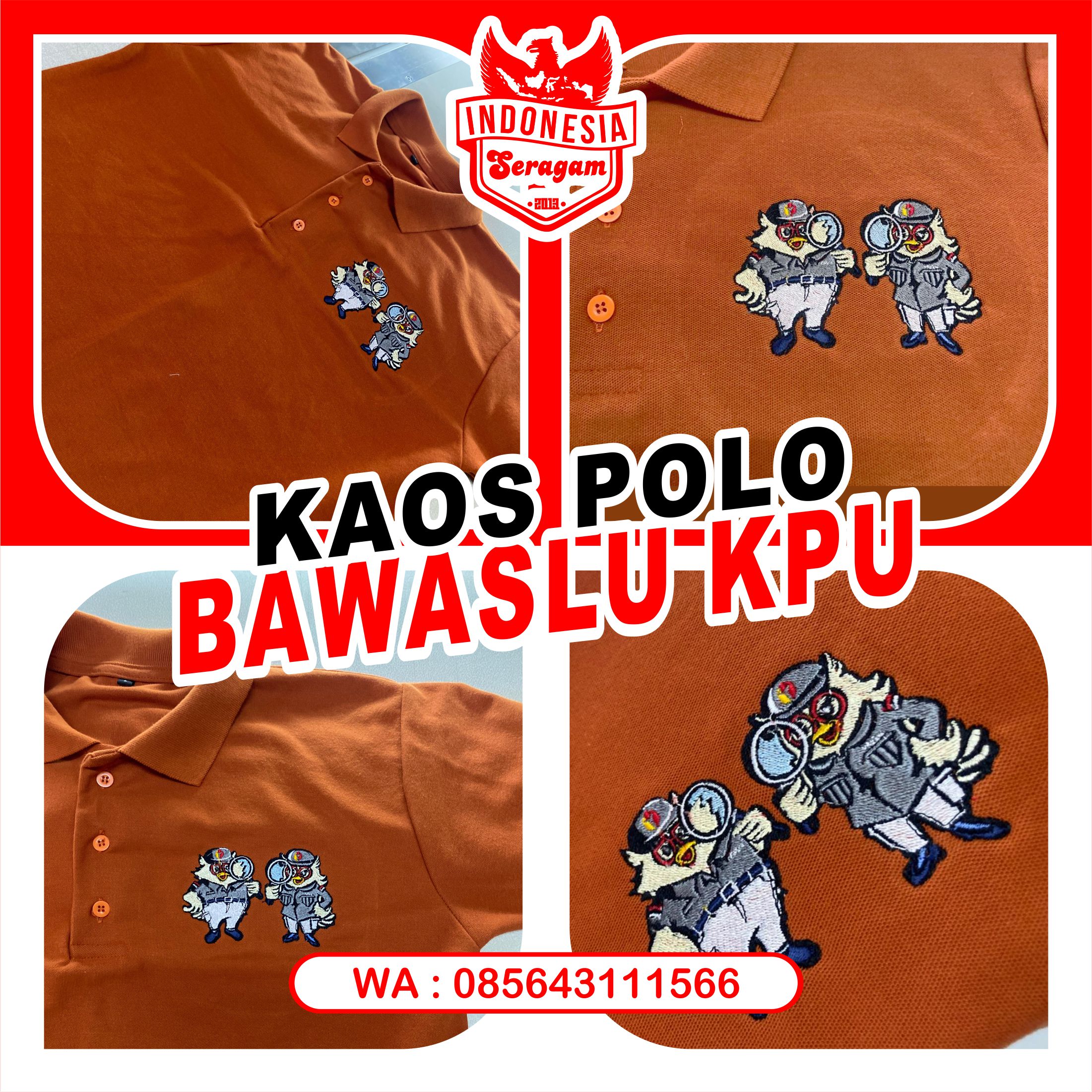 Kaos Polo Badan Pengawas Pemilihan Umum BAWASLU Komisi Pemilihan Umum KPU Maskot WASRA WASRI