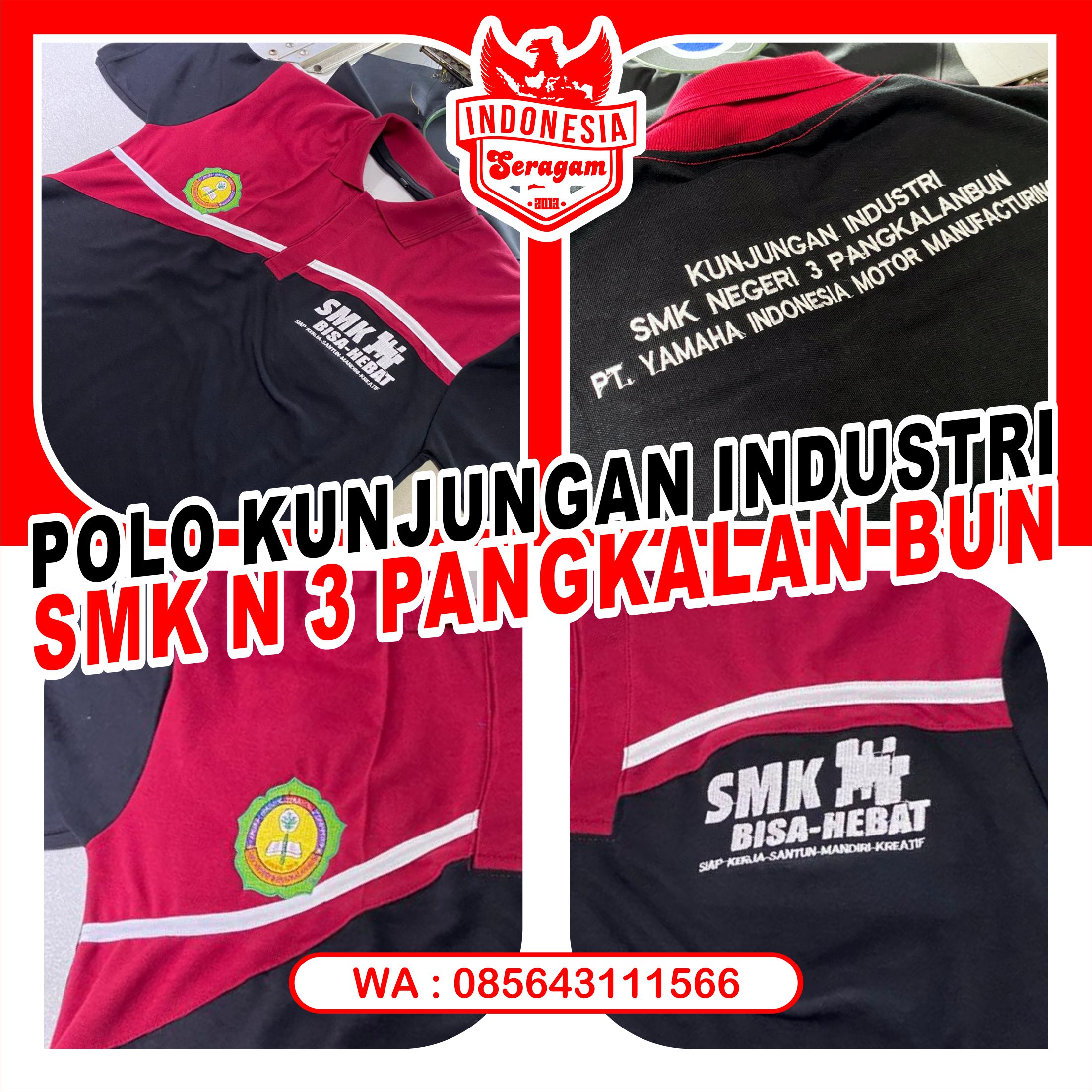 Seragam Polo Custom Kunjungan Industri PT. Yamaha Indonesia Motor Manufacturing Sekolah Menengah Kejuruan Negeri SMKN 3 Pangkalan Bun Kabupaten Kotawaringin Barat Provinsi Kalimantan Tengah