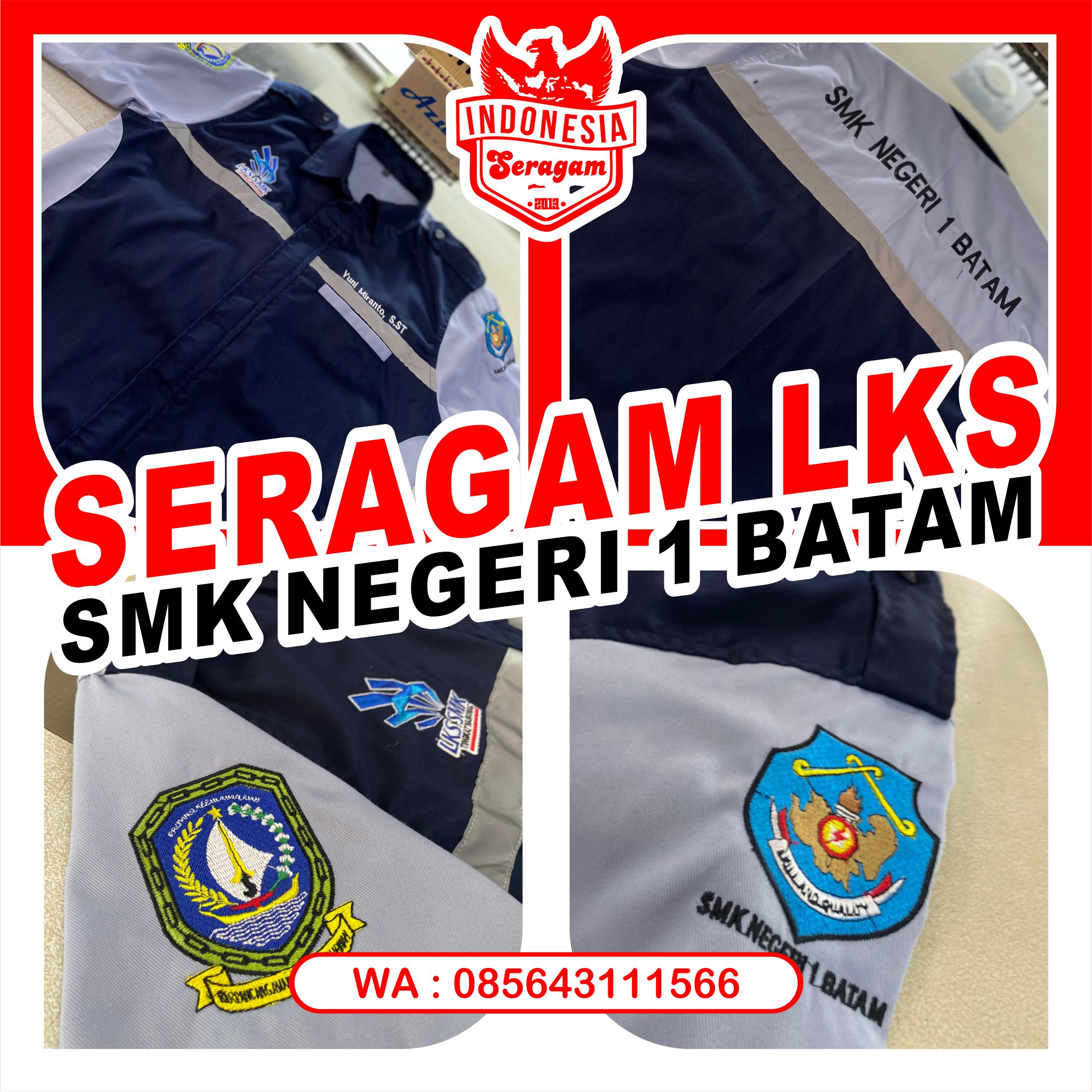 Seragam Kemeja Korsa Worksuit PDH PDL Lomba Kompetensi Siswa LKS Tingkat Nasional Sekolah Menengah Kejuruan Negeri SMKN 1 Batam Riau