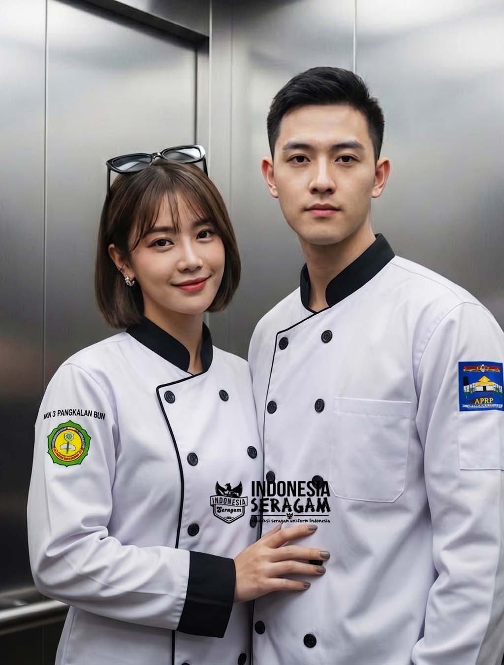 baju koki chef custom seragam chef restoran baju koki bordir logo seragam dapur restoran baju koki lengan panjang seragam koki hotel custom baju chef kitchen custom seragam koki profesional